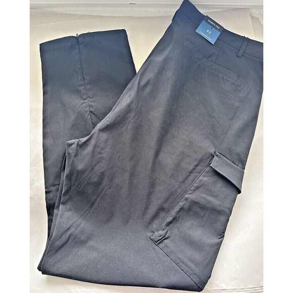Kenneth Cole Mens Seam Cargo Pants Straight Leg Stretch Flat Front Black Size 40 - Picture 7 of 9